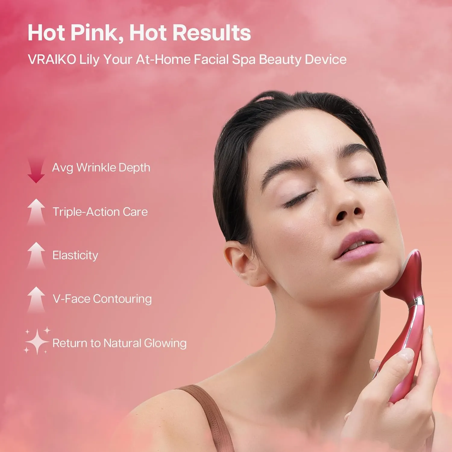 Lily Neck Face Massager, Face Sculpting Tool, 3-in-1 Facial Device with Thermal, Triple Action Care, for Enhanced Absorption Radiance Contouring Elasticity and Lymphatic Drainage (With Stand)