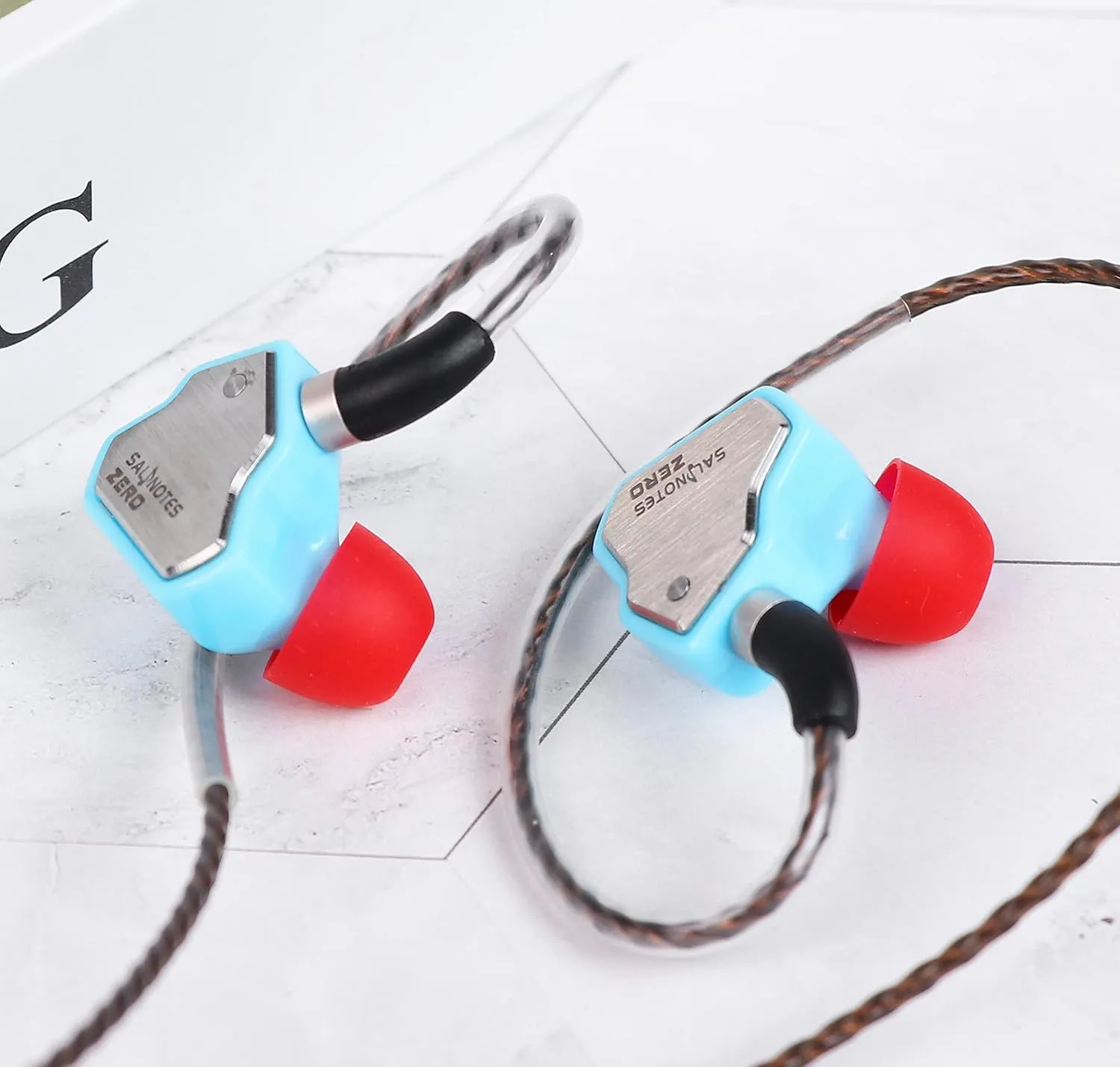 Linsoul 7Hz Salnotes Zero HiFi 10mm Dynamic Driver in-Ear Earphone IEM with Metal Composite Diaphragm Stainless Steel Faceplate Detachable 2Pin OFC Cable (Blue, with Mic, 3.5mm)