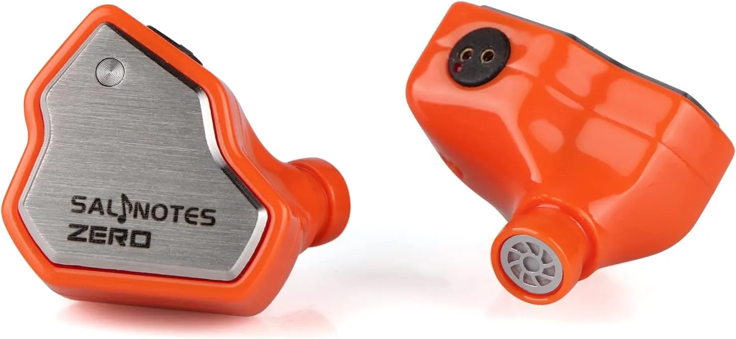 Linsoul 7Hz Salnotes Zero HiFi 10mm Dynamic Driver in-Ear Earphone IEM with Metal Composite Diaphragm Stainless Steel Faceplate Detachable 2Pin OFC Cable (Orange, Without Mic)