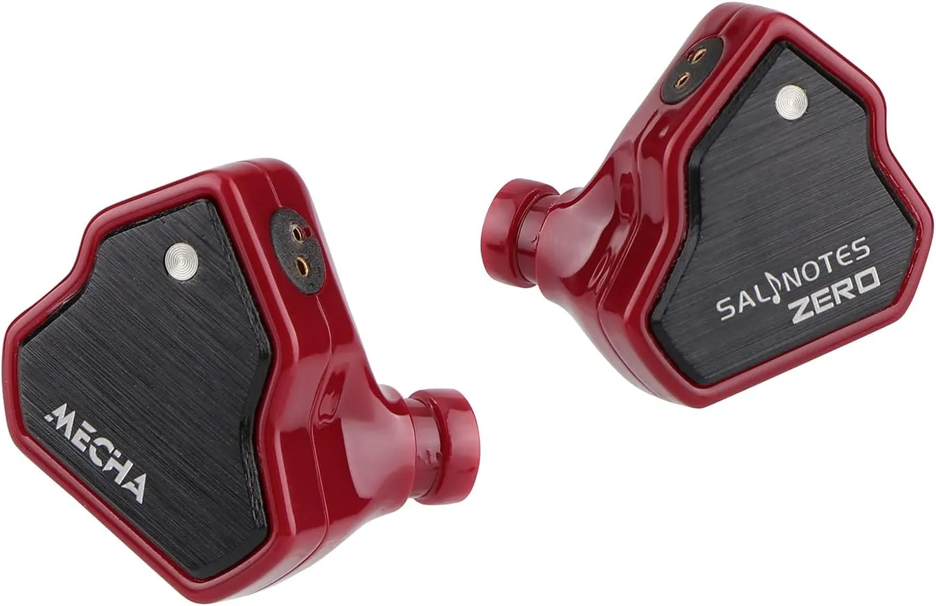Linsoul 7Hz Salnotes Zero HiFi 10mm Dynamic Driver in-Ear Earphone IEM with Metal Composite Diaphragm Stainless Steel Faceplate Detachable 2Pin OFC Cable (Red, with Mic, 3.5mm)