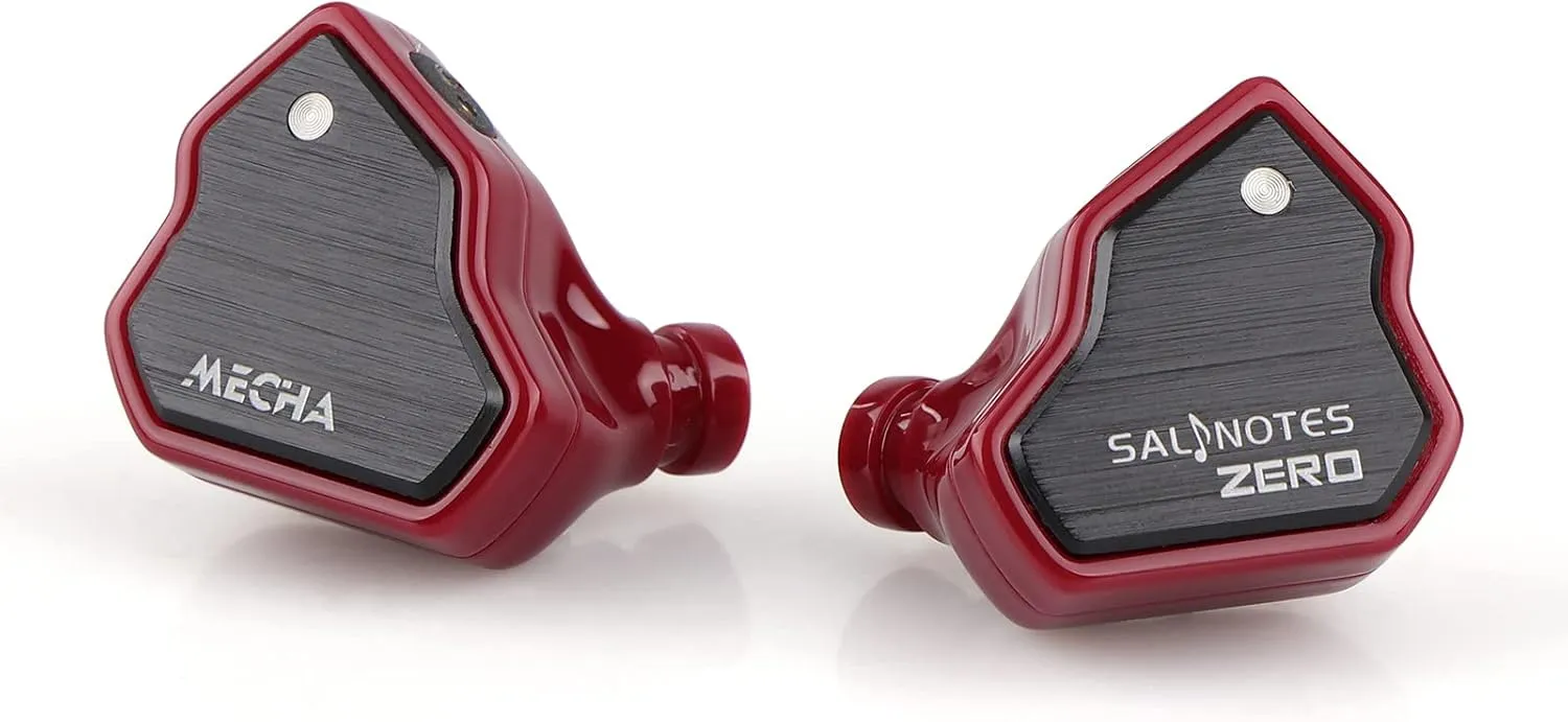 Linsoul 7Hz Salnotes Zero HiFi 10mm Dynamic Driver in-Ear Earphone IEM with Metal Composite Diaphragm Stainless Steel Faceplate Detachable 2Pin OFC Cable (Red, with Mic, 3.5mm)