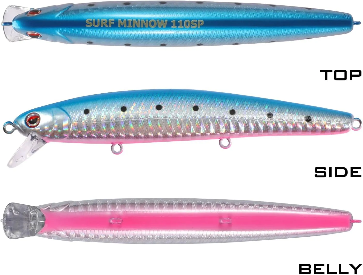 LITTMA California Surf Fishing Lures Saltwater Jerkbait Crankbait Surf Minnow 110 - Metallic Sardine Super Glow & Pearl Pink Belly Glow Lures for Halibut & Striper Fishing