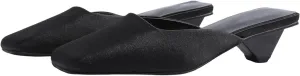Low Heels for Women Closed Square Toe Heels Slip on Mules Satin Sandals Wedding Party Dance Shoes Casual Summer Pumps