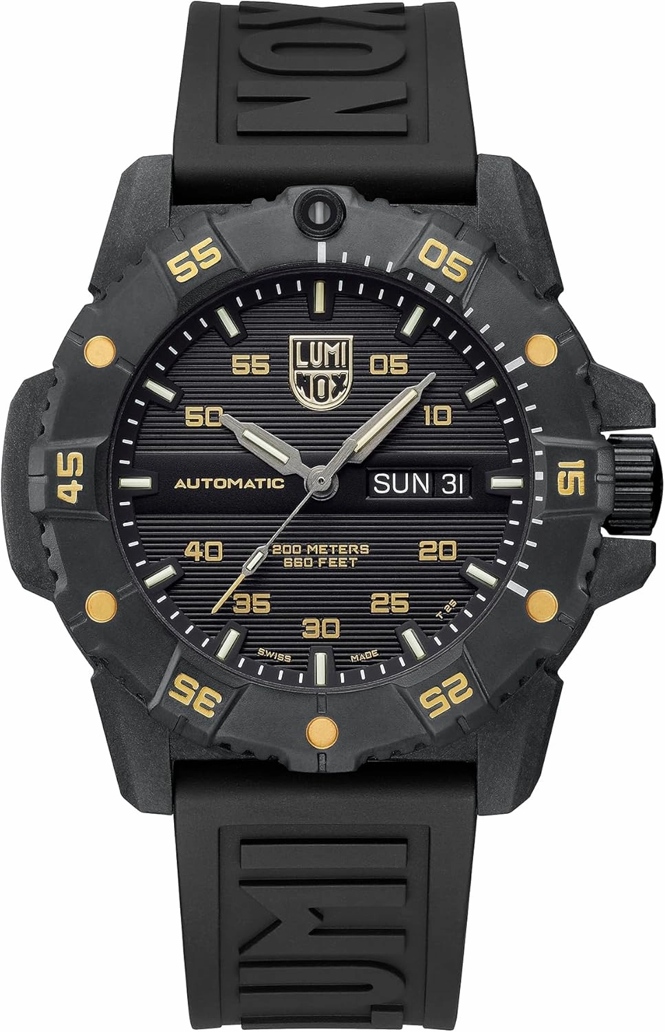 Luminox Master Carbon Seal Automatic Watch | Black Stamped Dial with Gold Print | XS.3865.Gold