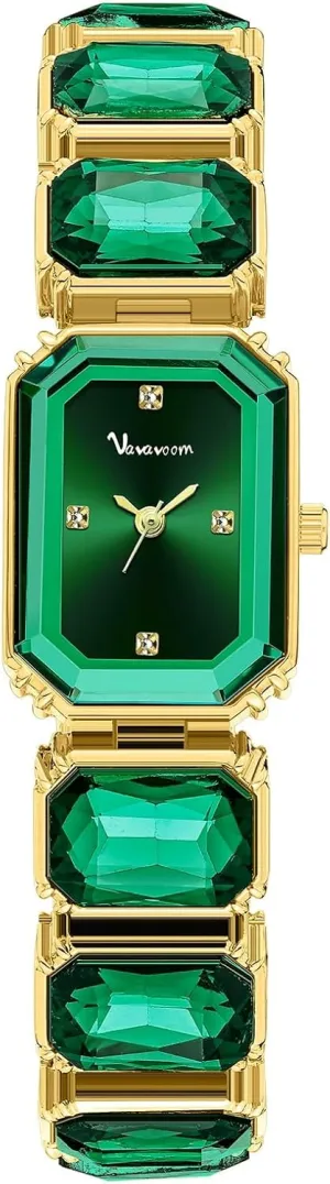 Luxury Womens Diamond Watch Bracelets Crystal Band Gold-Tone Octagonal Face