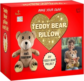 Make Your Own Teddy Bear Plush Pillow Kit Arts and Crafts for Girls (No Sew), Teddy Bear Craft Kit for Girls Ages 3-5 4-6 5-7 Years Old Birthday Present, for Kids, DIY Kids Crafts