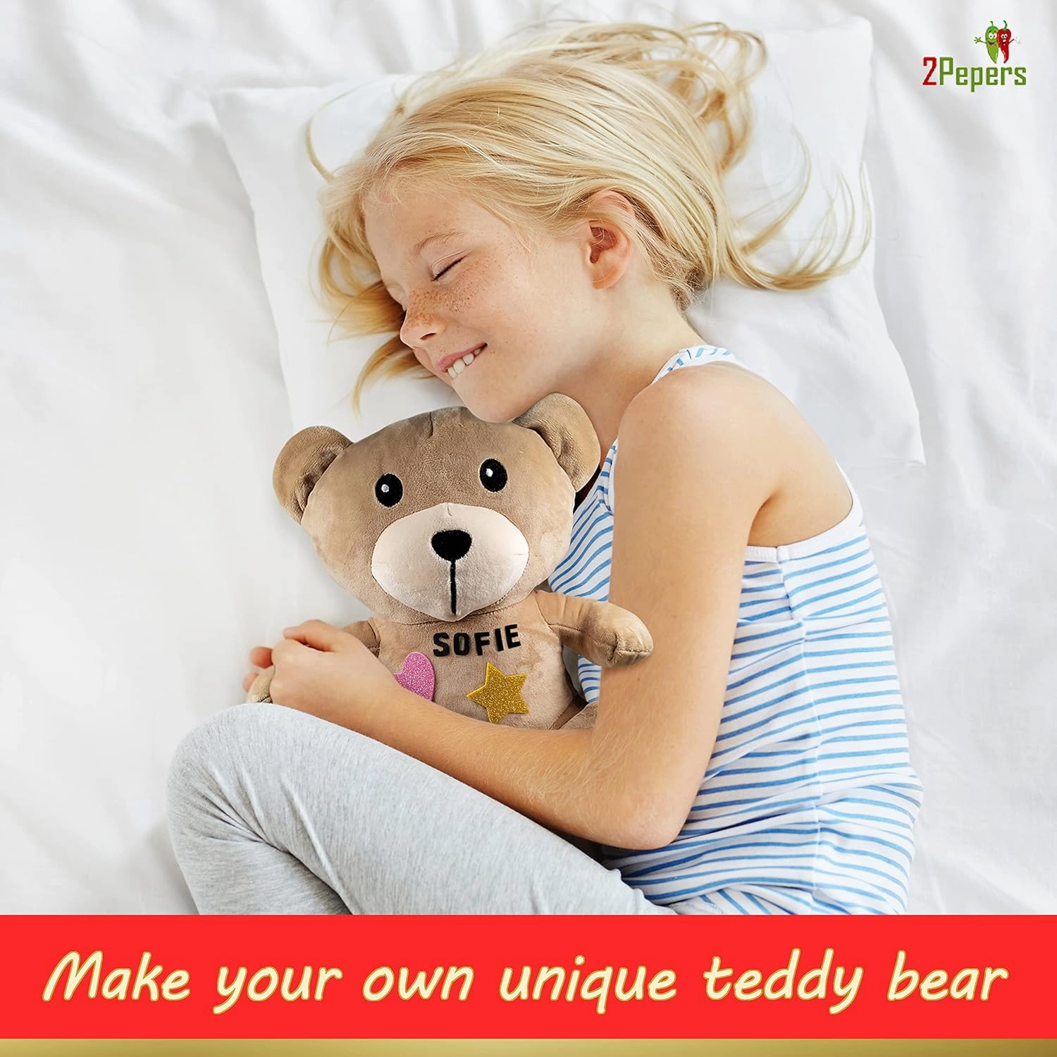 Make Your Own Teddy Bear Plush Pillow Kit Arts and Crafts for Girls (No Sew), Teddy Bear Craft Kit for Girls Ages 3-5 4-6 5-7 Years Old Birthday Present, for Kids, DIY Kids Crafts