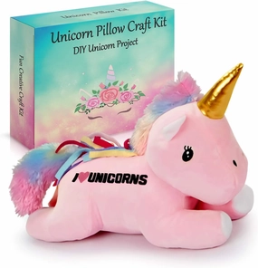 Make Your Own Unicorn Pillow Kit Arts and Crafts for Girls (No Sew), DIY Unicorn Craft Girl Ages 3 4 5 6 7 8 9 10 Years Old, Gifts for Kids, Birthday Present, Best Christmas Toy, Kids Project.