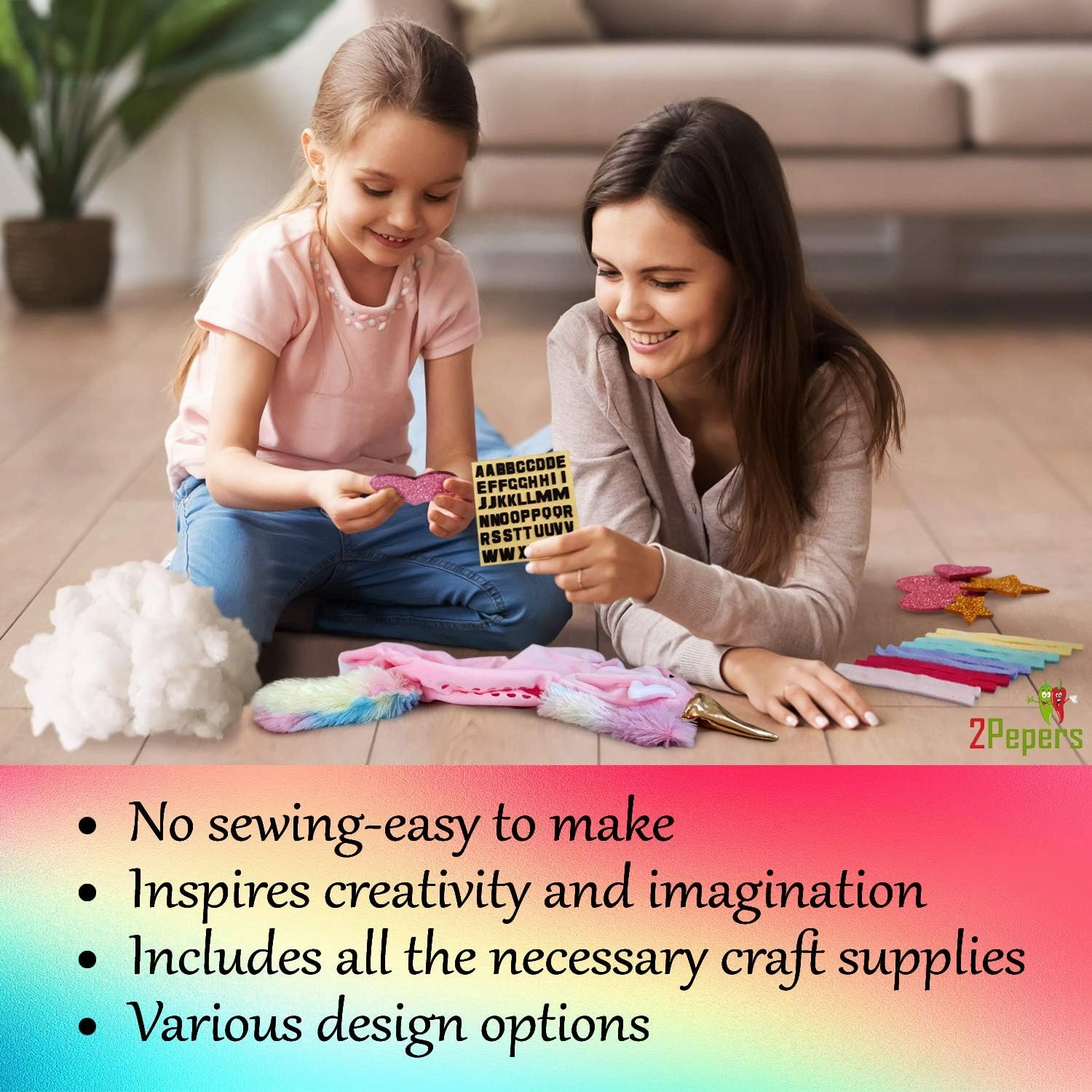 Make Your Own Unicorn Pillow Kit Arts and Crafts for Girls (No Sew), DIY Unicorn Craft Girl Ages 3 4 5 6 7 8 9 10 Years Old, Gifts for Kids, Birthday Present, Best Christmas Toy, Kids Project.