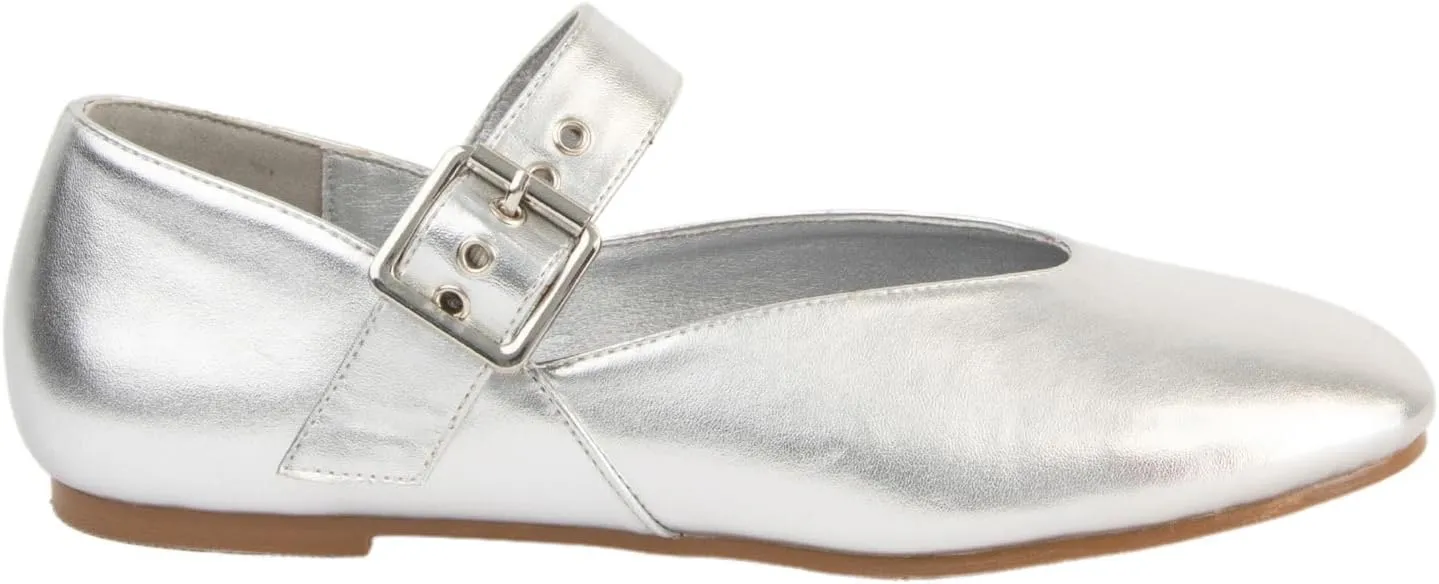 Makers Shoes - LEVI 3 - Classic Mary Jane Flats, Metallic Finish, Buckle Strap