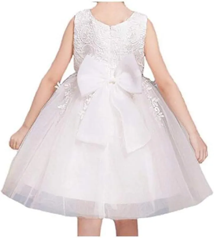 Mallimoda Girl's Lace Tulle Flower Princess Wedding Dress for Toddler and Baby Girl