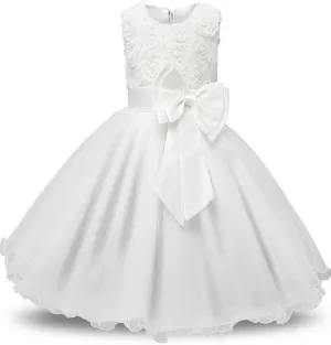 Mallimoda Girl's Lace Tulle Flower Princess Wedding Dress for Toddler and Baby Girl