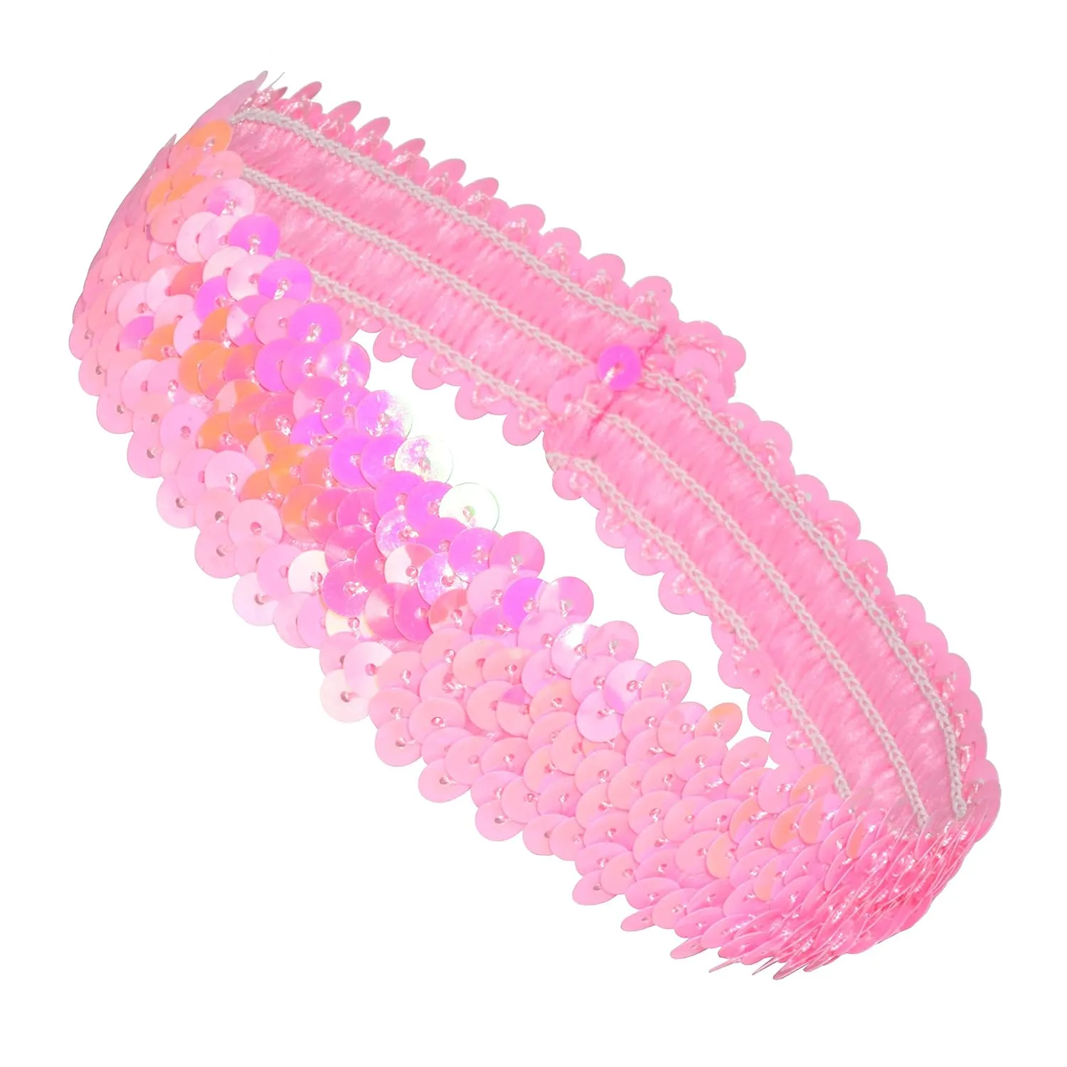 Mandala Crafts Pink Sequins Headbands - 12 Elastic Sparkle Headbands for Women & Girls - Disco Accessories