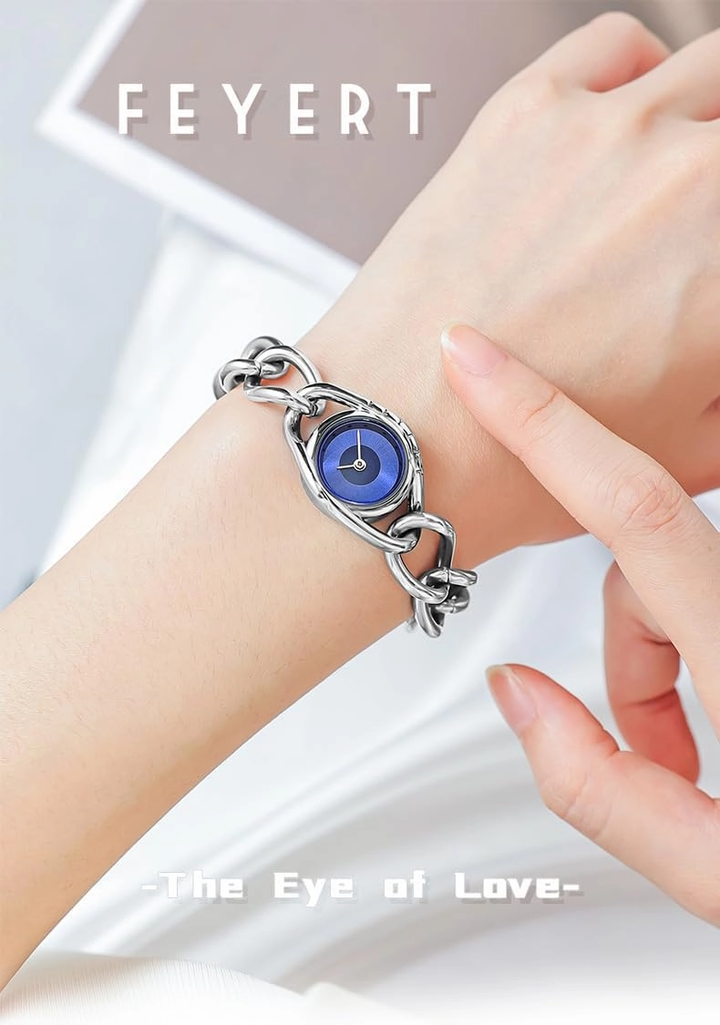 MASTOP Unique Bracelet Watches for Women – Small Gold Watch with Eye Dial, Dainty Luxury Cool Watch, Cute Jewelry Timepiece