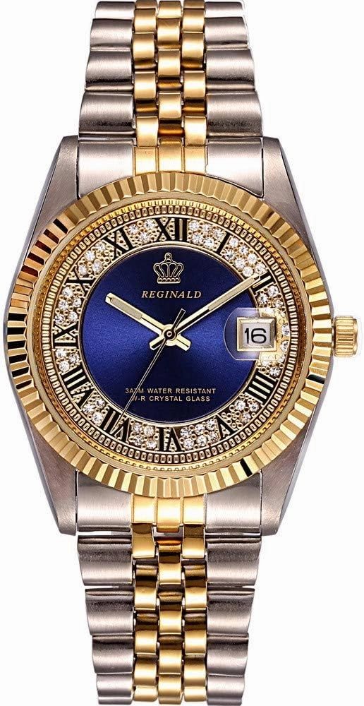 MASTOPMen Luxury Rhinestone Business Stainless Steel Waterproof Quartz Calendar Luminous Watch