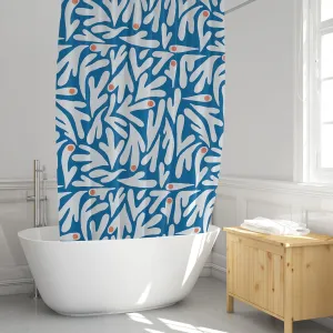 Matisse Blue and White Shower Curtain – 72x72 inch Abstract Floral Bathroom Curtain, Modern Art Design, Cute Fabric Cloth Curtain with Grommets