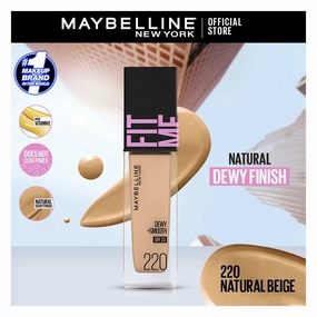 Maybelline New York Fit Me Dewy   Smooth Liquid Foundation Spf 23, 220 Natural Beige, 30Ml