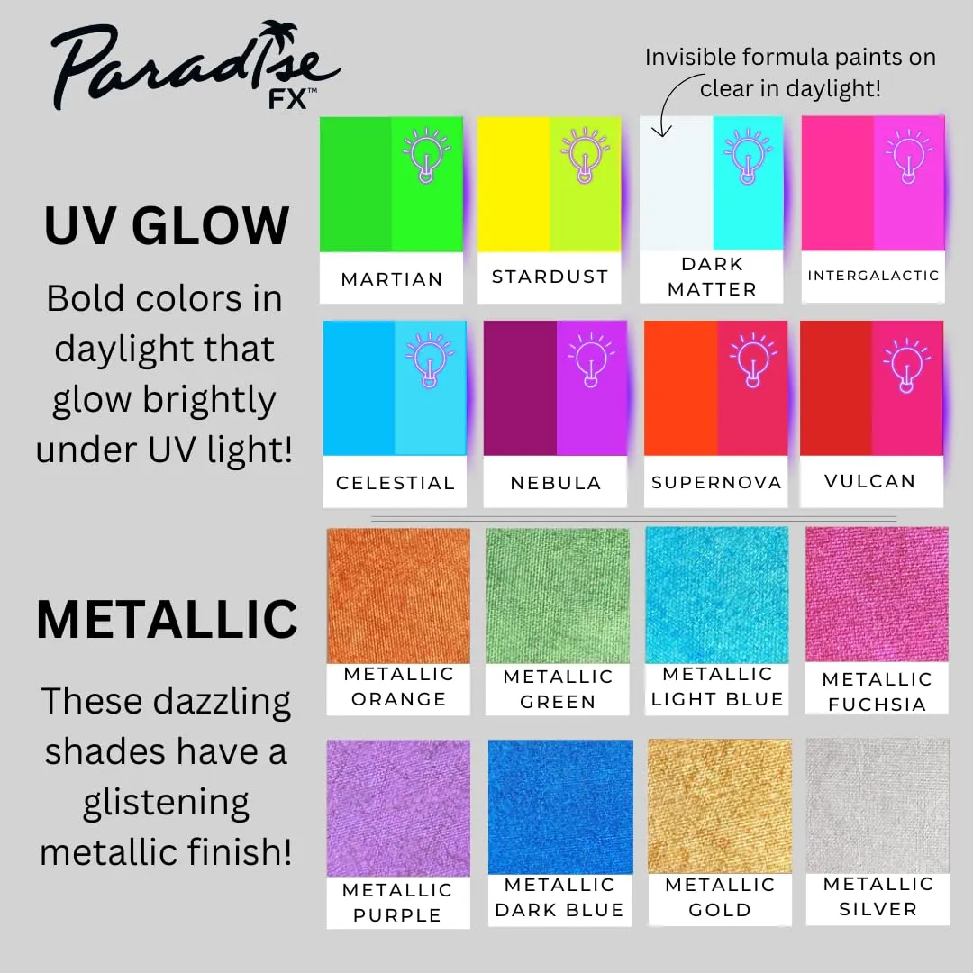 Mehron Makeup Paradise FX Makeup Pro Size | Stage & Screen, Face & Body Painting, Special FX, Beauty, Cosplay, and Halloween | Water Activated Face Paint & Body Paint 1.4 oz (40 g) (Metallic Gold)