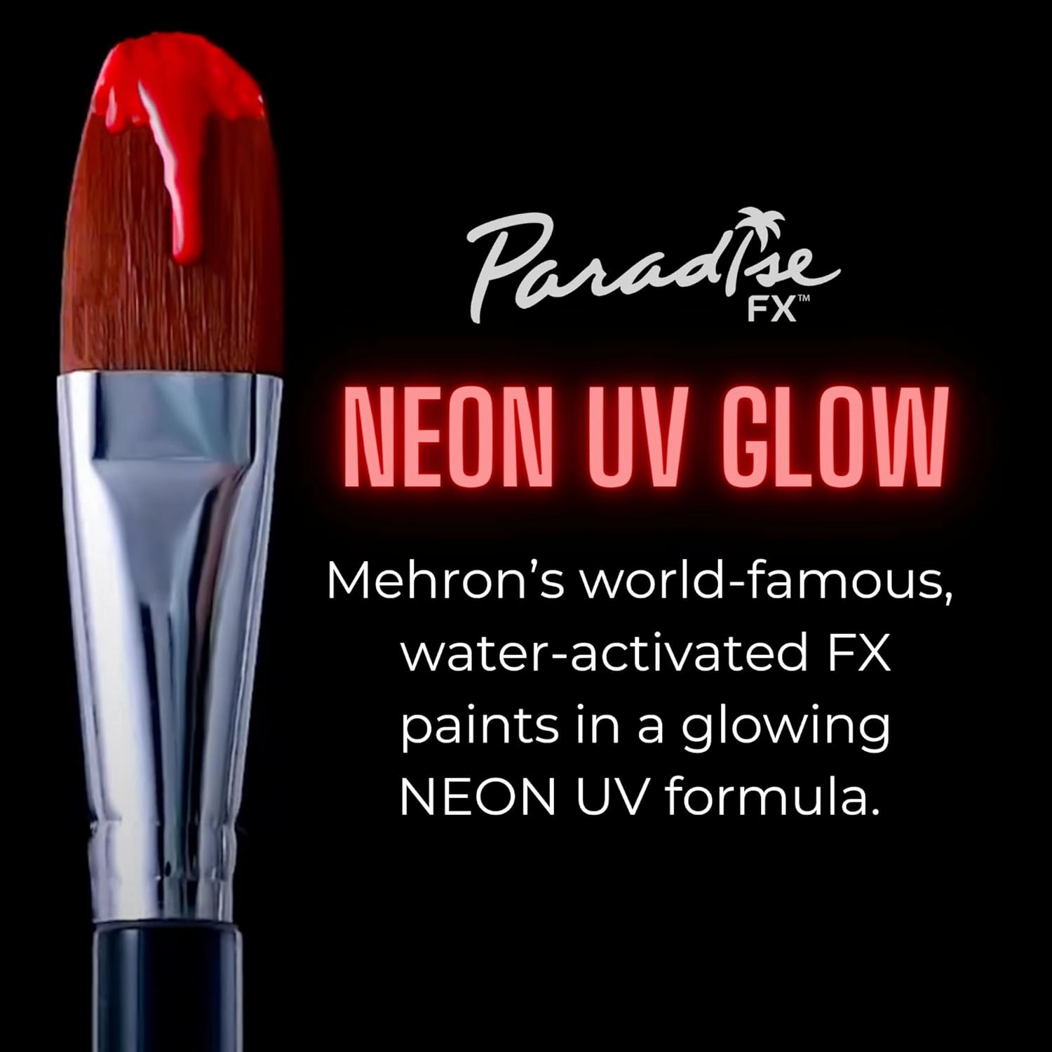 Mehron Makeup Paradise FX Makeup Pro Size | Stage & Screen, Face & Body Painting, Special FX, Beauty, Cosplay, and Halloween | Water Activated Face Paint & Body Paint 1.4 oz (40 g) (Neon Red/Pink UV)