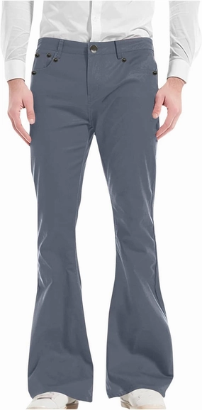 Men's Flared Pants Vintage Streetwear Performance Pants Button Down Zipper Party Pants Baggy Relaxed Trousers