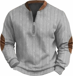 Men's Sweater 1/4 Zip Up Sweatshirt Funny 3D Pattern Stand Collar Pullover Sweaters Vintage Graphic Knit Print Polos
