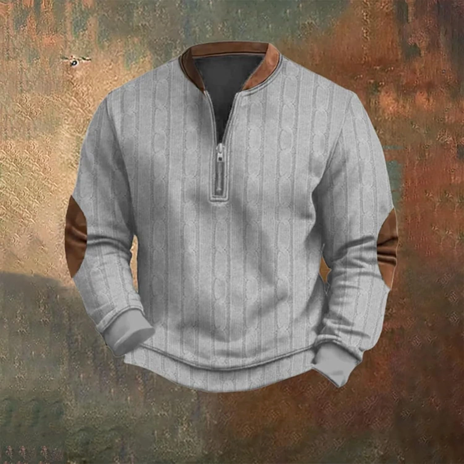 Men's Sweater 1/4 Zip Up Sweatshirt Funny 3D Pattern Stand Collar Pullover Sweaters Vintage Graphic Knit Print Polos