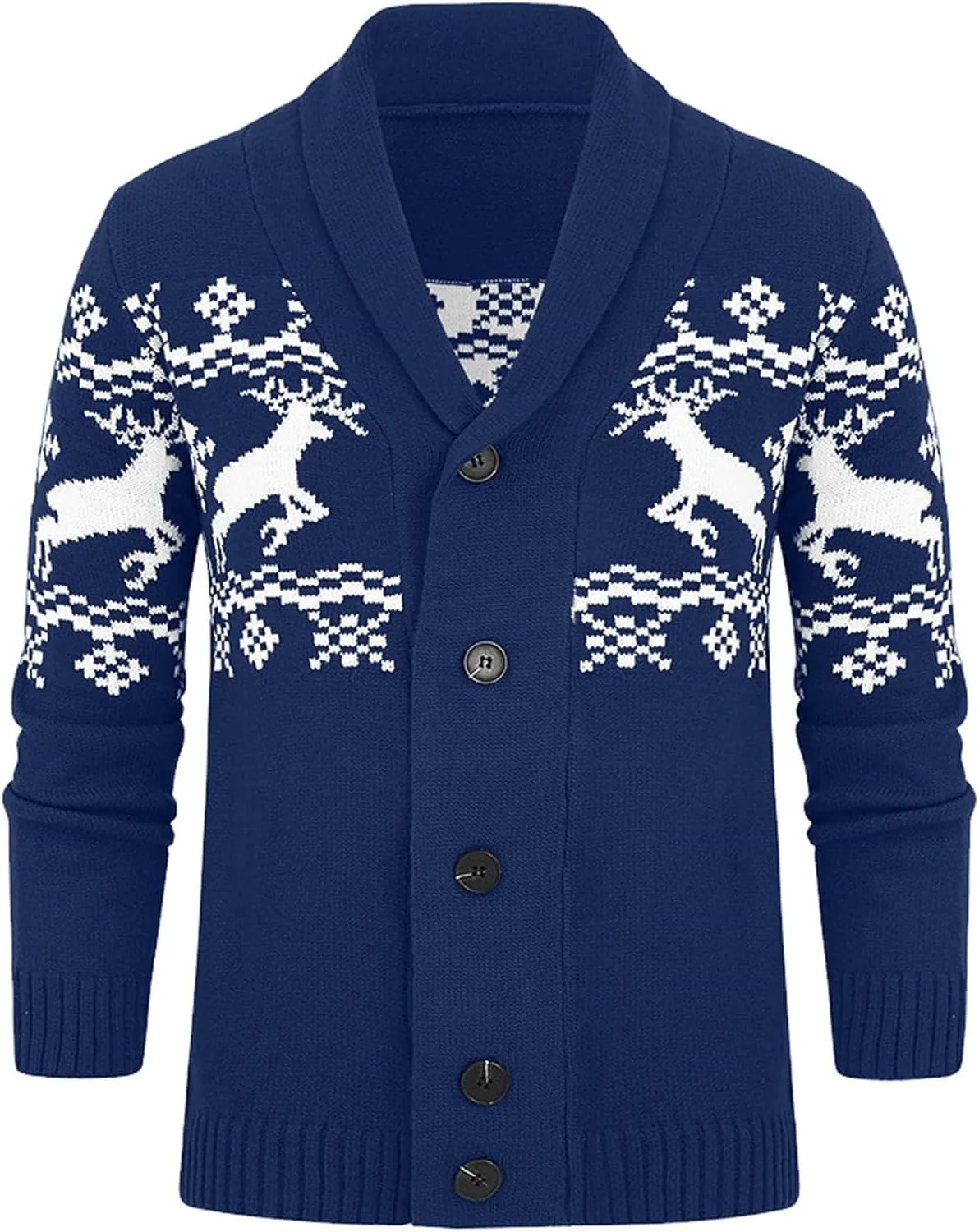 Mens Cardigan Sweaters with Buttons Long Sleeve Shawl Collar Christmas Knit Sweater Casual Xmas Holiday Sweaters