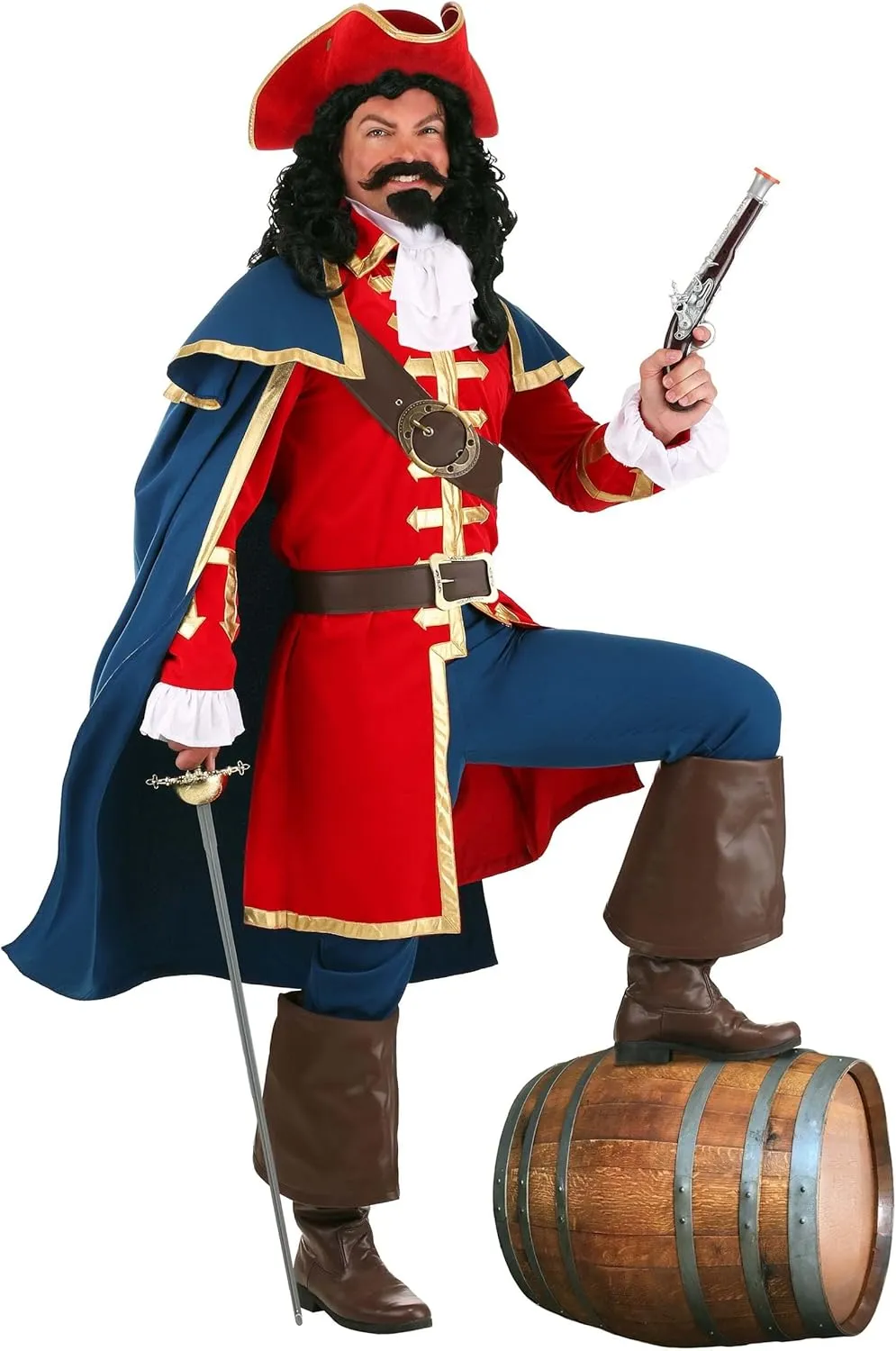 Mens Deluxe Rum Buccaneer Costume | Adult Pirate Mascot | Pirate Outfit With Cape and Jacket For Halloween