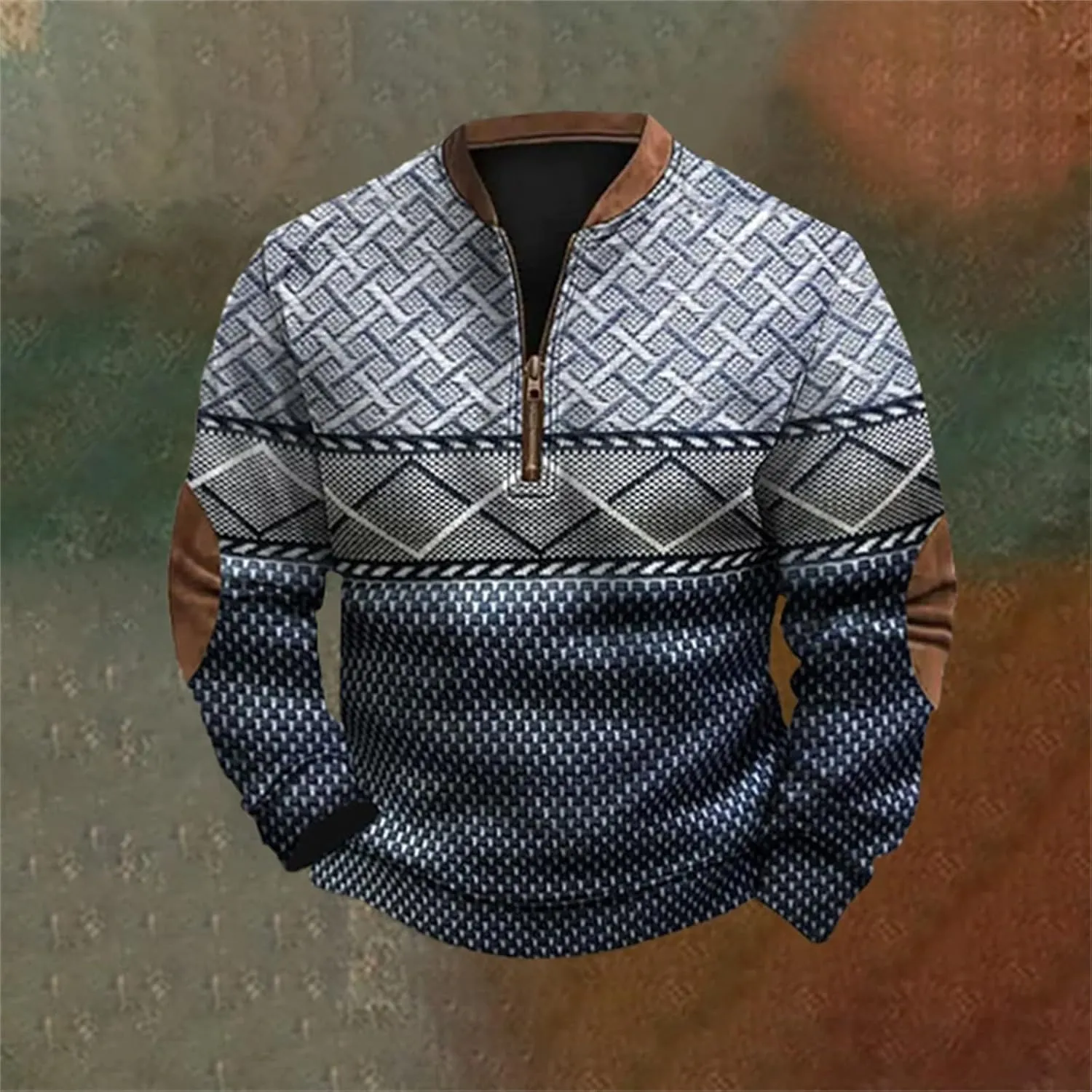 Men's Fashion Hoodies & Sweatshirts, Quarter Zip Pullover Men Long Sleeve Outdoor Stand Collar Twist Pattern Sweaters