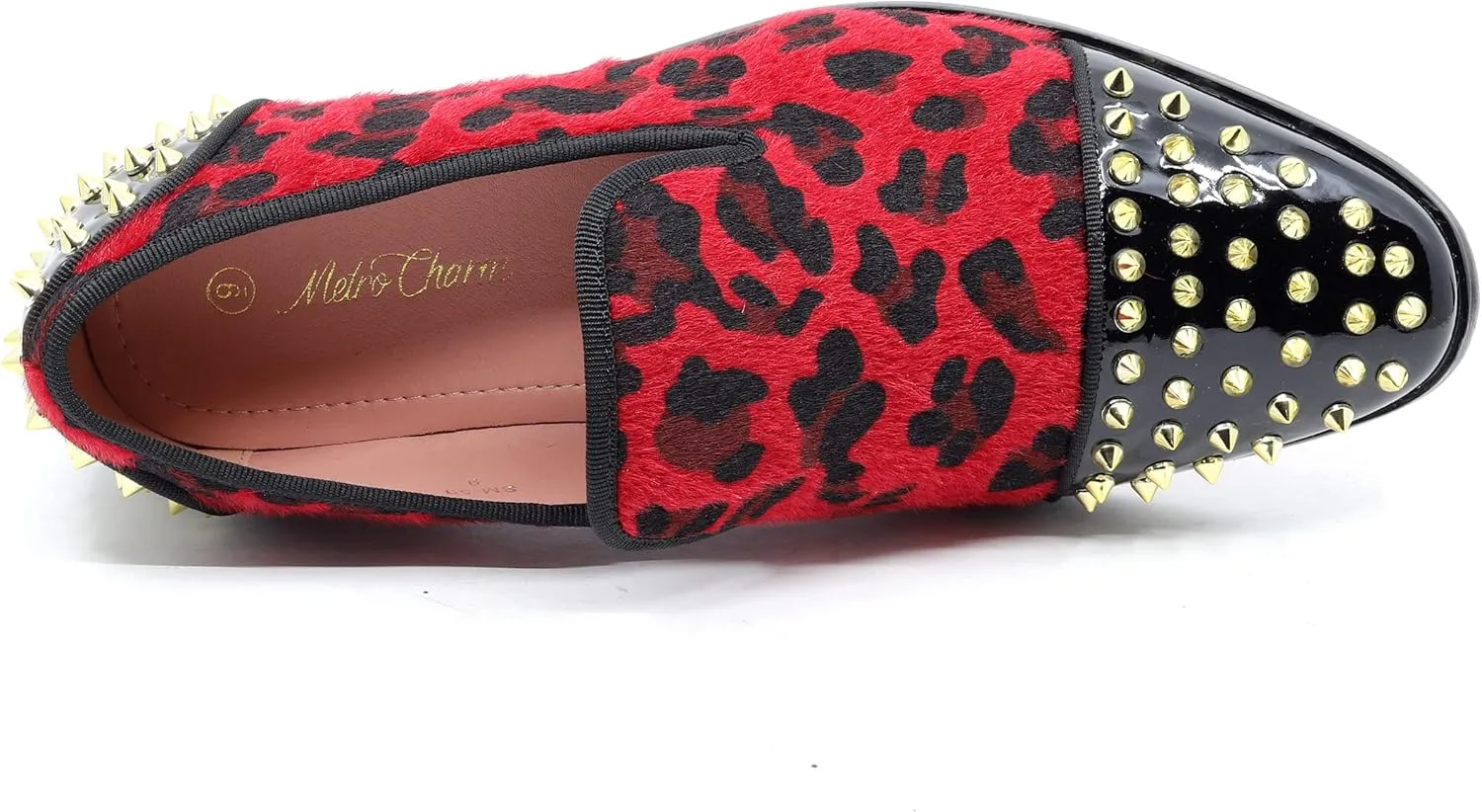 Men's Fashion Leopard Print Smoking Spike Dress Loafers Slip On Shoes SM-59