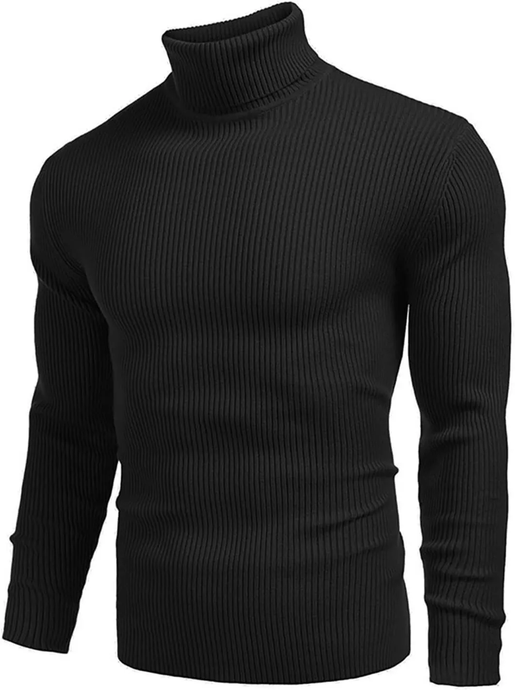 Mens Slim Fit Turtleneck Sweater Basic Long Sleeve Solid T-Shirt Thermal Casual Knitted Turtle Neck Pullover Sweater