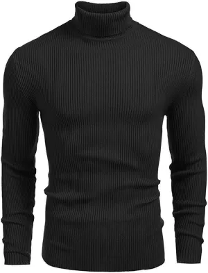 Mens Slim Fit Turtleneck Sweater Basic Long Sleeve Solid T-Shirt Thermal Casual Knitted Turtle Neck Pullover Sweater