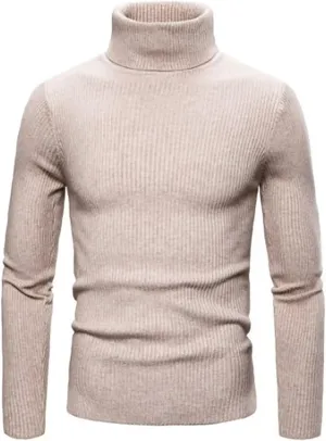 Mens Slim Fit Turtleneck Sweater Basic Long Sleeve Solid T-Shirt Thermal Casual Knitted Turtle Neck Pullover Sweater
