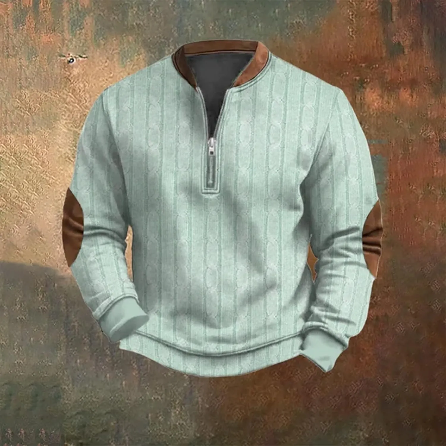 Men's Sweater 1/4 Zip Up Sweatshirt Funny 3D Pattern Stand Collar Pullover Sweaters Vintage Graphic Knit Print Polos