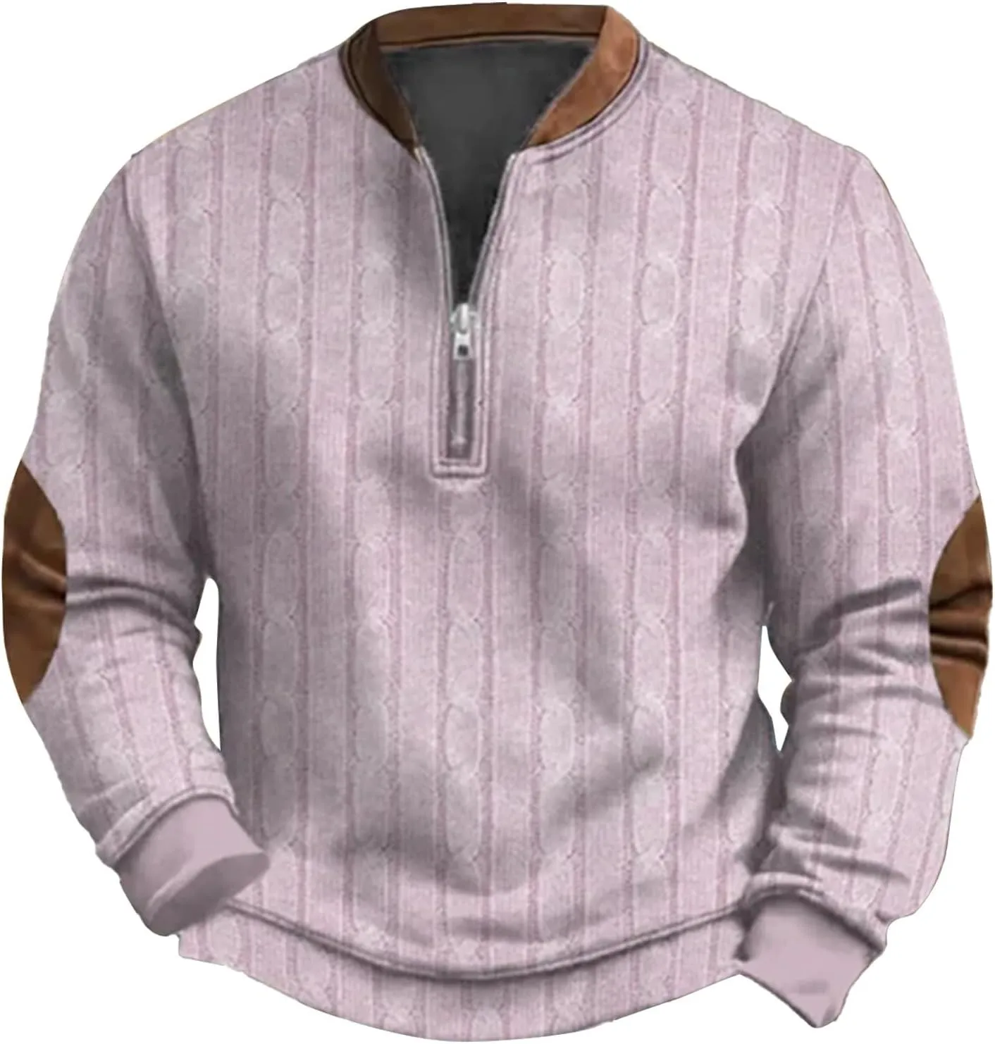 Men's Sweater 1/4 Zip Up Sweatshirt Funny 3D Pattern Stand Collar Pullover Sweaters Vintage Graphic Knit Print Polos