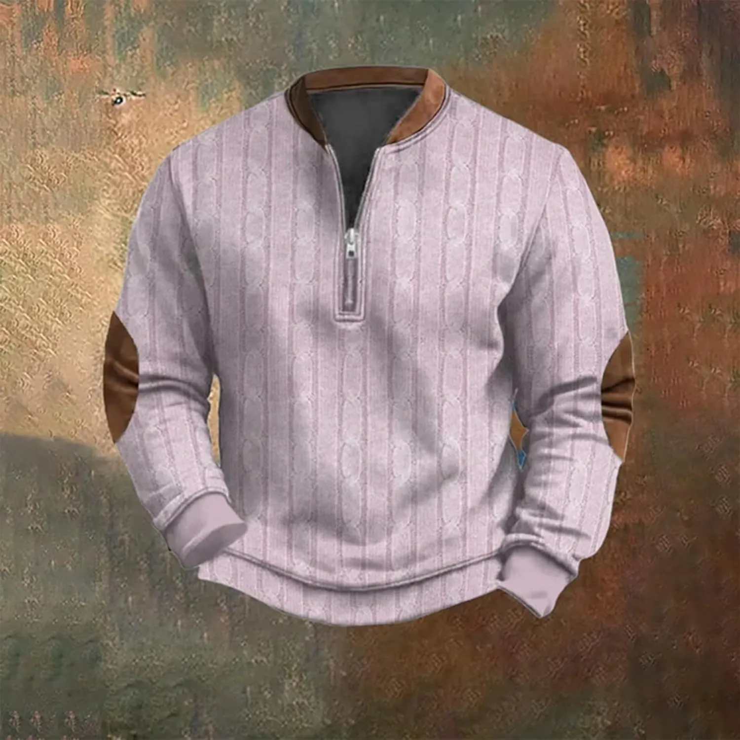 Men's Sweater 1/4 Zip Up Sweatshirt Funny 3D Pattern Stand Collar Pullover Sweaters Vintage Graphic Knit Print Polos
