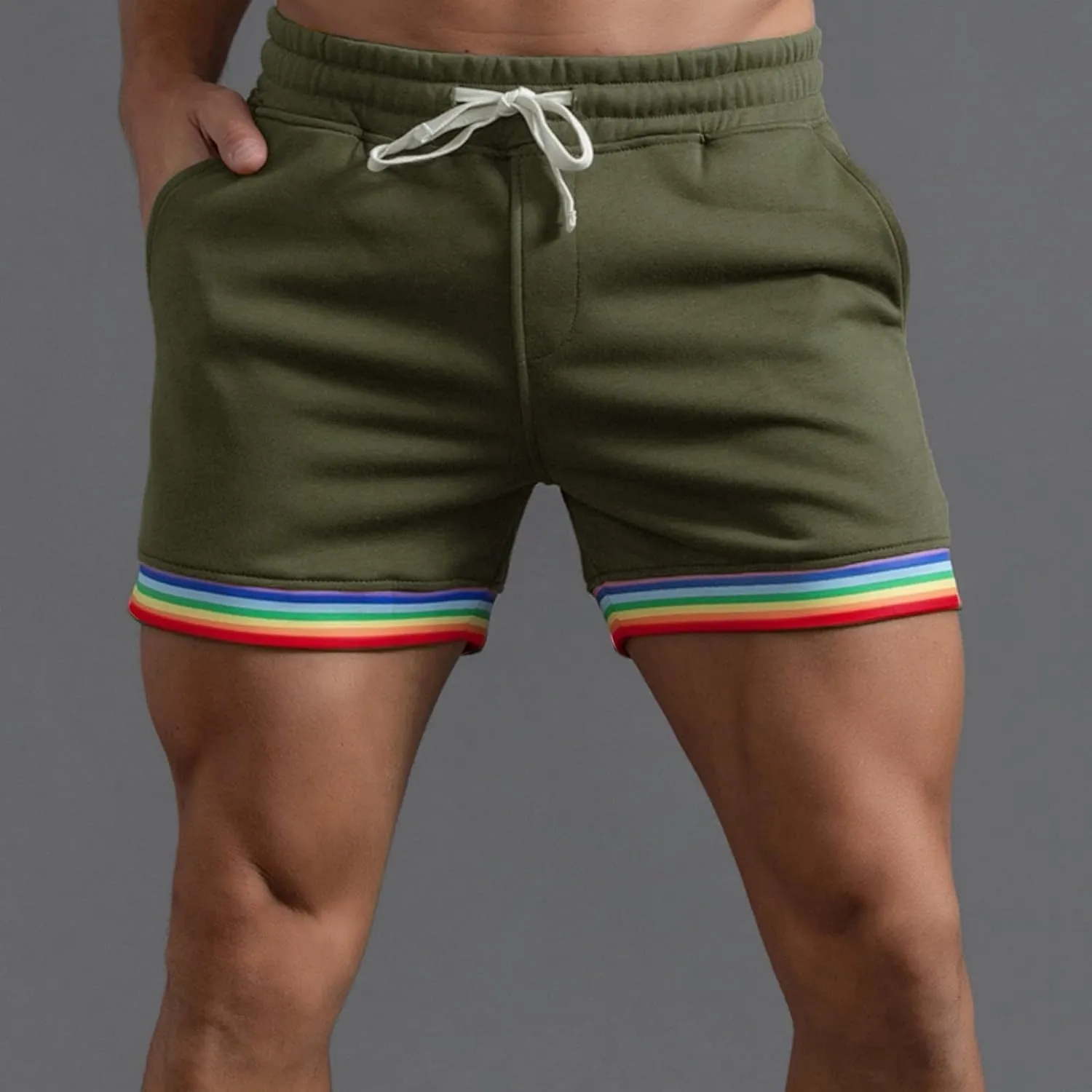 Men's Swim Trunks Three Shorts Quarter Quick Beach Pants Swim Men's Plain Dry Men's Swimwear Bathing Suit Swimming