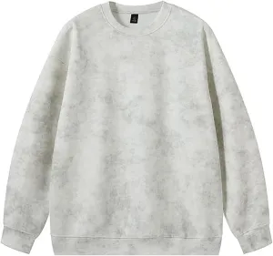 Mens Tie Dye Crew Neck Sweatshirt Wash Long Sleeve Casual Stylish Pullover Streetwear Loose Gym Workout Sweatshirt