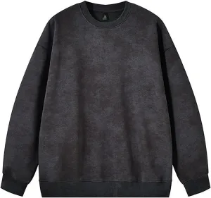 Mens Tie Dye Crew Neck Sweatshirt Wash Long Sleeve Casual Stylish Pullover Streetwear Loose Gym Workout Sweatshirt