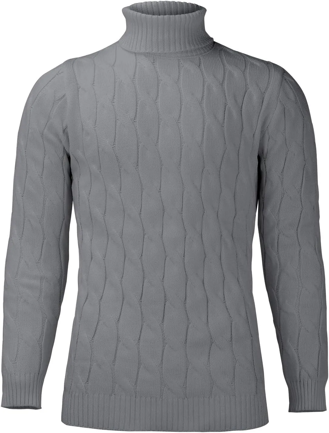 Mens Turtleneck Sweater Basic Long Sleeve Slim Fit Solid T-Shirt Fall Winter Casual Twisted Knitted Pullover Sweater