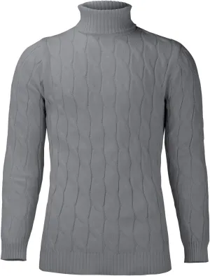 Mens Turtleneck Sweater Basic Long Sleeve Slim Fit Solid T-Shirt Fall Winter Casual Twisted Knitted Pullover Sweater