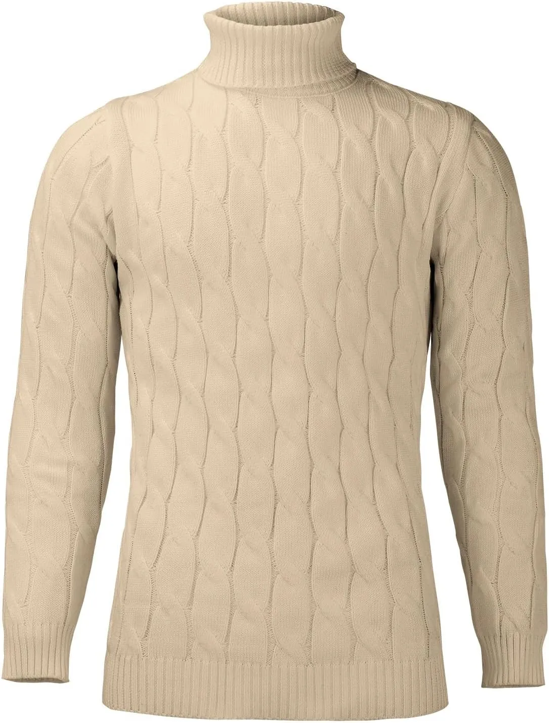 Mens Turtleneck Sweater Basic Long Sleeve Slim Fit Solid T-Shirt Fall Winter Casual Twisted Knitted Pullover Sweater