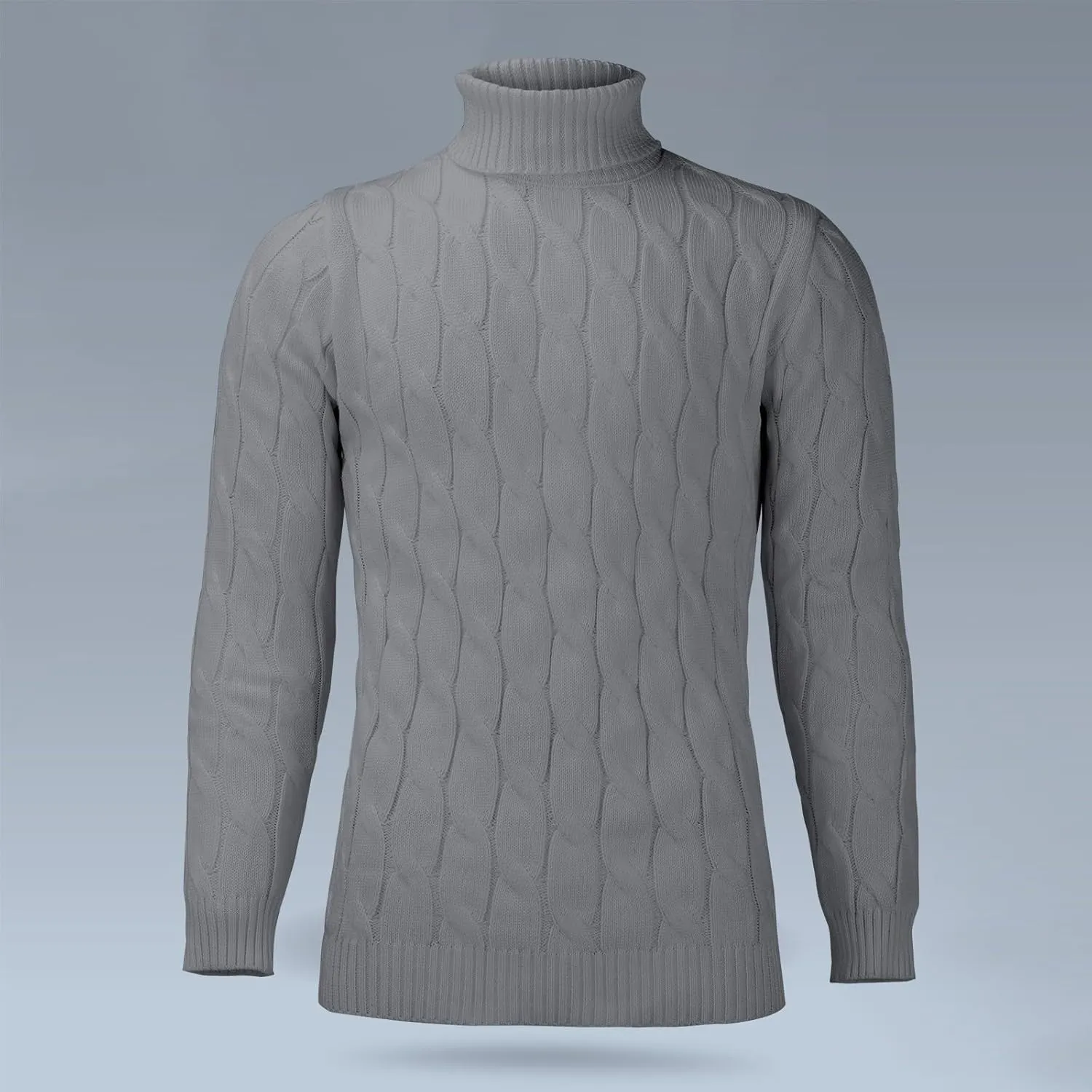 Mens Turtleneck Sweater Basic Long Sleeve Slim Fit Solid T-Shirt Fall Winter Casual Twisted Knitted Pullover Sweater