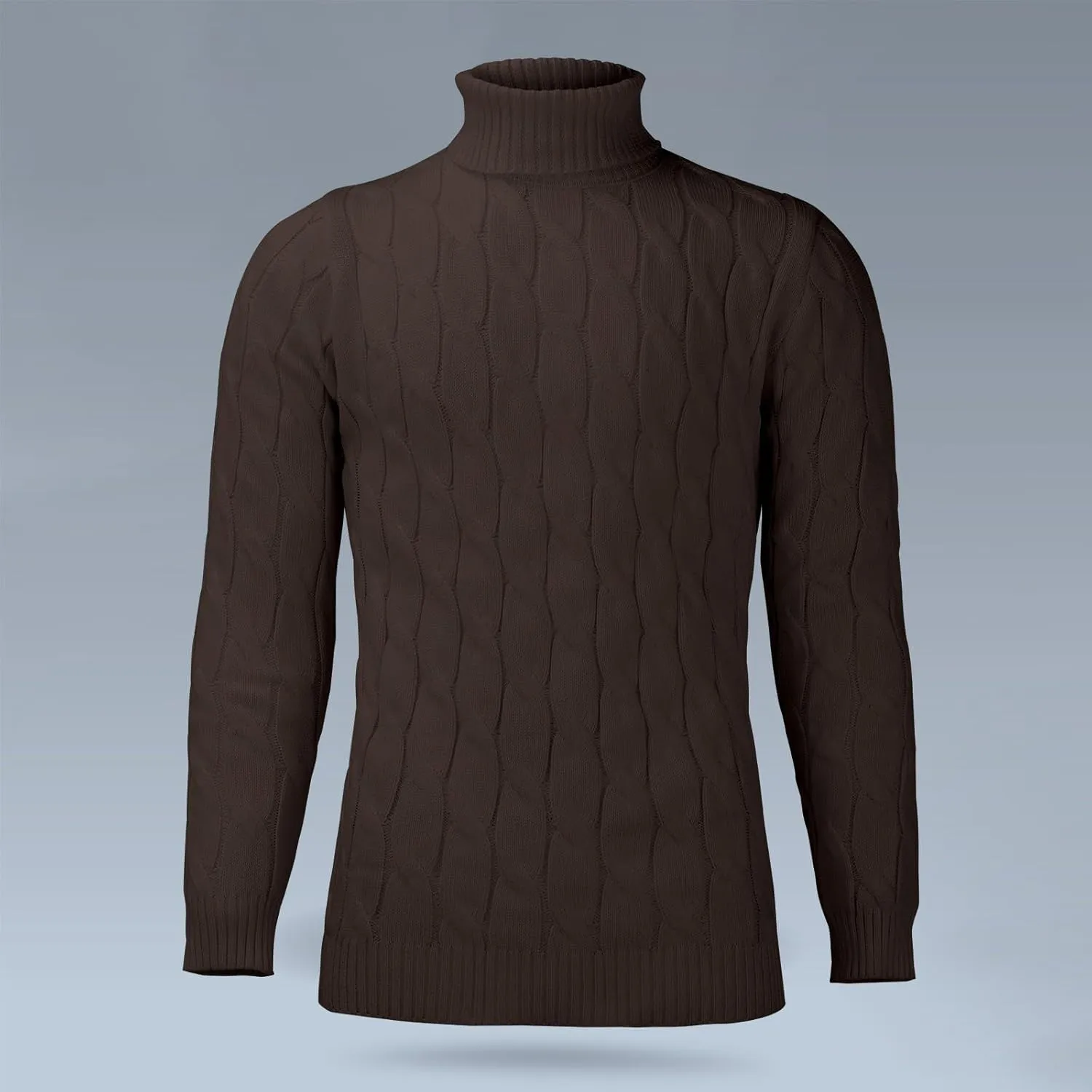 Mens Turtleneck Sweater Basic Long Sleeve Slim Fit Solid T-Shirt Fall Winter Casual Twisted Knitted Pullover Sweater