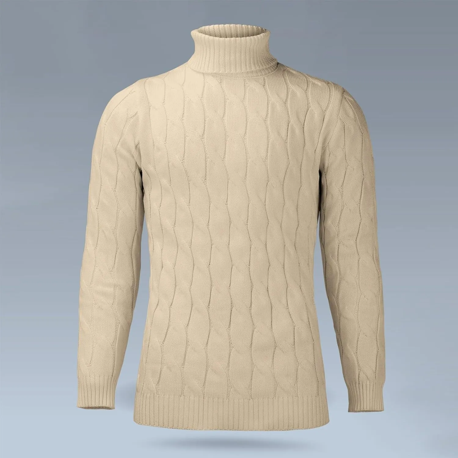 Mens Turtleneck Sweater Basic Long Sleeve Slim Fit Solid T-Shirt Fall Winter Casual Twisted Knitted Pullover Sweater