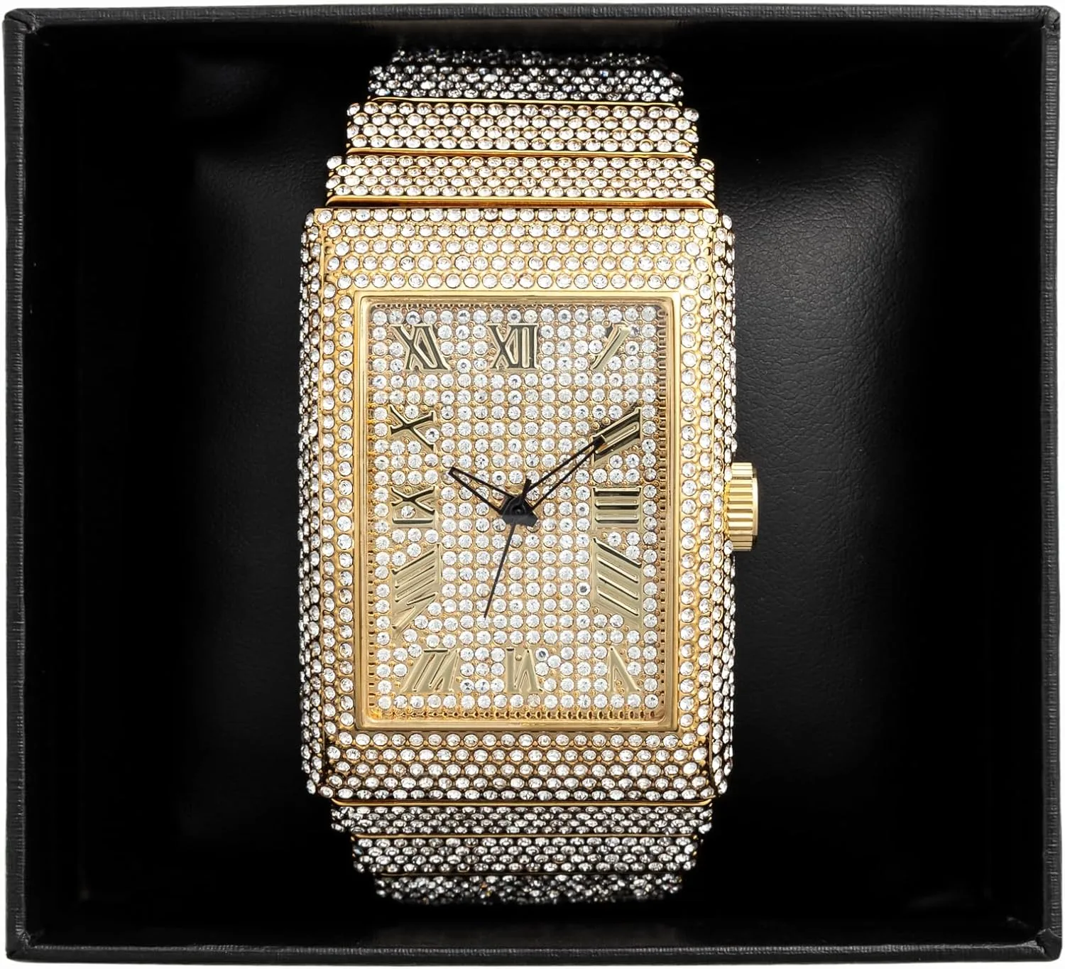 Men's White Gold Plated Full Iced Bling Out Luxury Fashion Lab Diamond CZ Round Quartz Movement Watch
