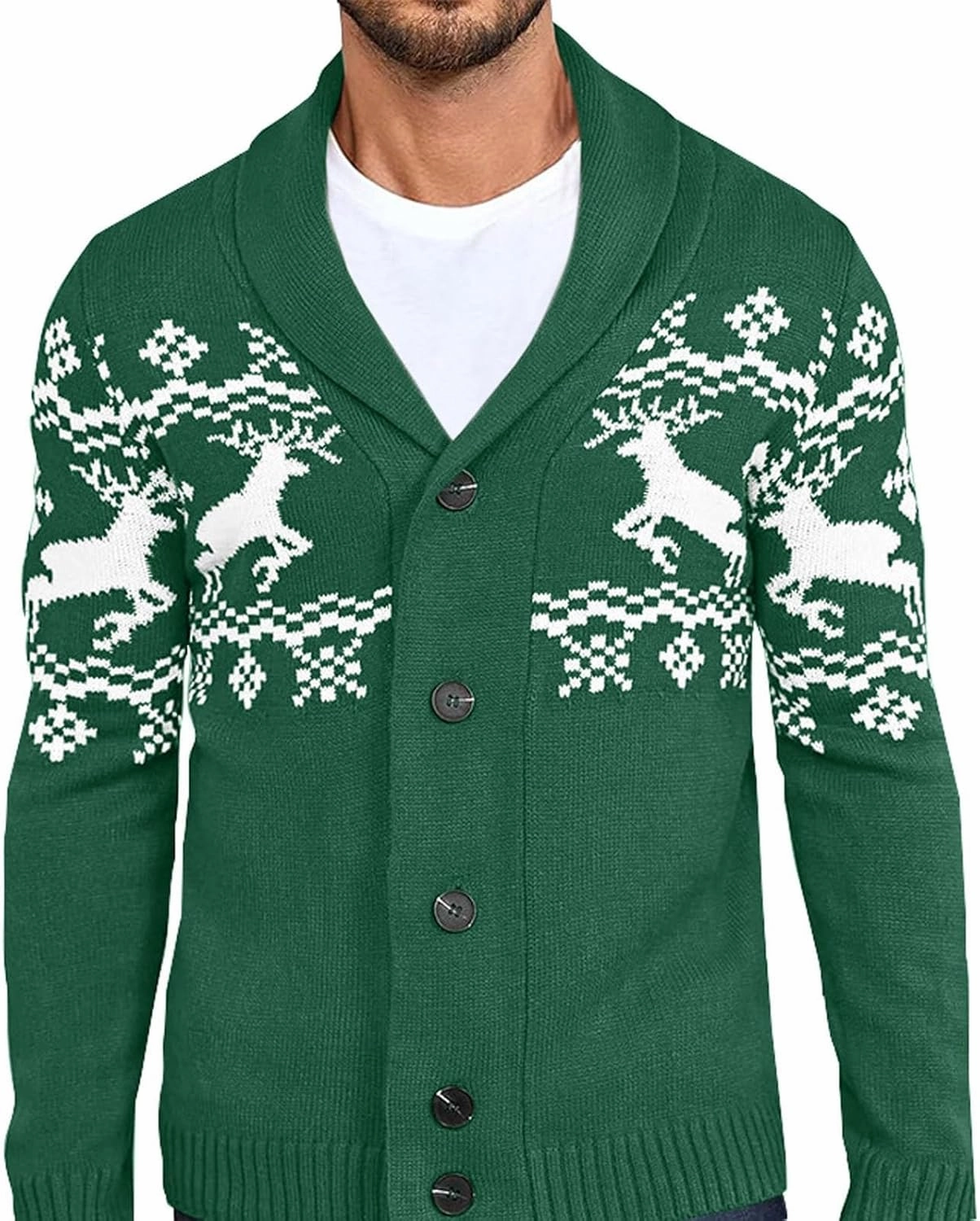 Mens Cardigan Sweaters with Buttons Long Sleeve Shawl Collar Christmas Knit Sweater Casual Xmas Holiday Sweaters