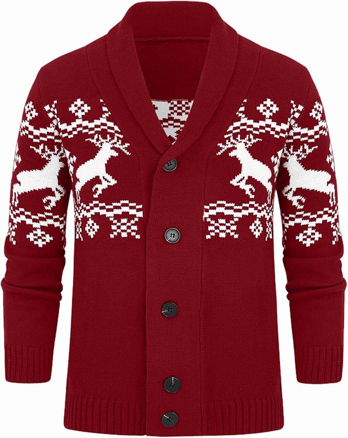 Mens Cardigan Sweaters with Buttons Long Sleeve Shawl Collar Christmas Knit Sweater Casual Xmas Holiday Sweaters