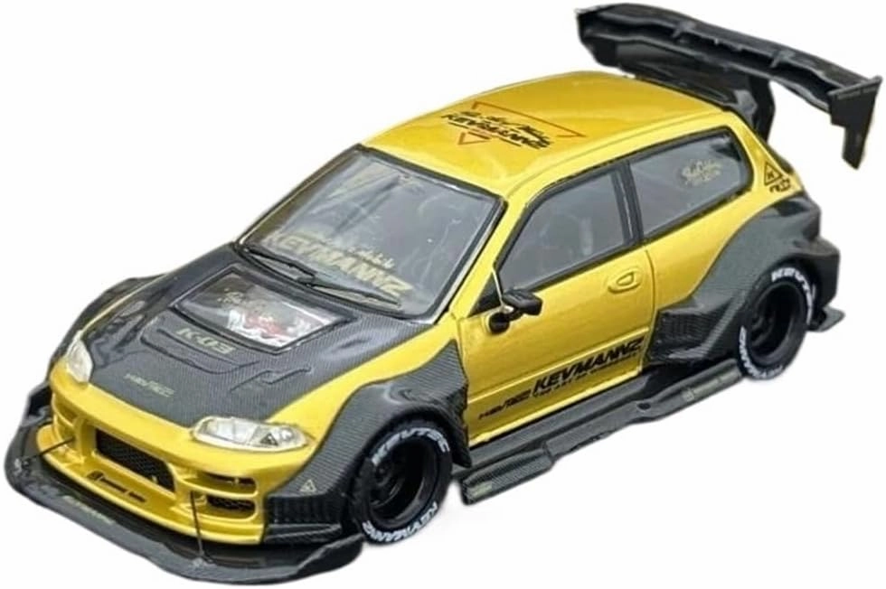Metal Die Cast Toy Cars 1/64 for Kevmannz GT EG Gold Collection Props Retro Style Desktop Decoration Collectible Scale Model Car for Home Or Office Décor