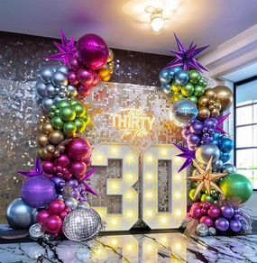 Metallic Balloon garland kit 150PCS Hot Pink Purple Green Blue Silver Gold Latex starburst 80s 90s Disco ball Party Balloons for Birthday graduations class of 2025 prom last bachelorette Decoration